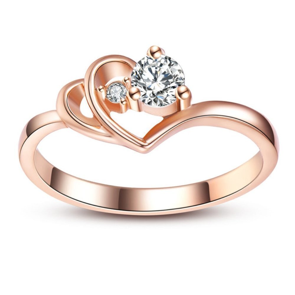 Rose Gold Heart Shaped Cute Wedding/Engagement/Party Ring for Women, V…